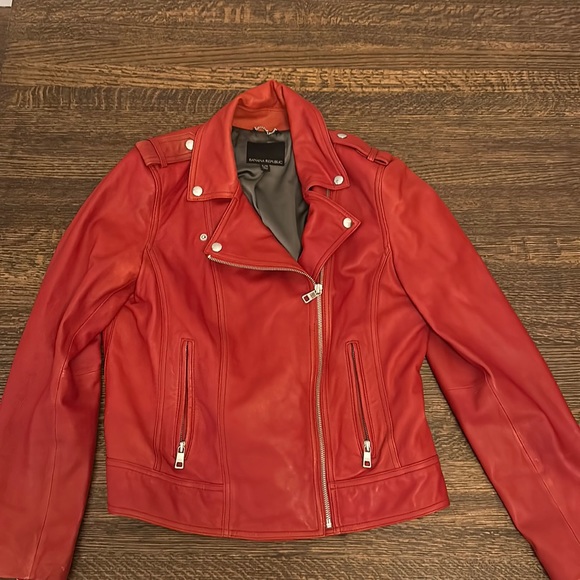 Banana Republic Jackets & Blazers - Banana republic red leather moto jacket
